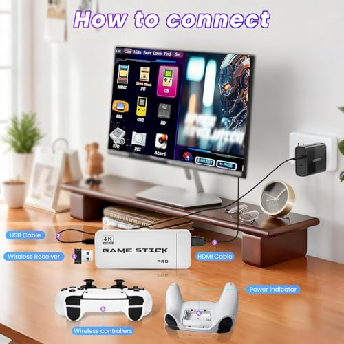 Image of HDMI 4K Wireless TV Game Console Stick 4K，Retro Game Stick with Built-in 9+ Emulators, 20,000+ Games, 4k Hdmi Output & 2.4GHz Wireless Controller, Retro... (Classic Edition)