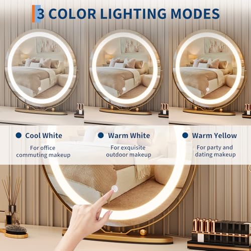 Espejo de tocador redondo GarveeHome con luces LED miniatura 5