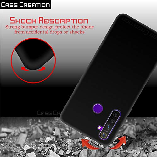 Image of Case Creation Compatible with Realme 7 Pro 2021 Back case, Realme 7 Pro Slim Flexible Smart Look case with 360 Camera All Angle Protection (Pure Black)