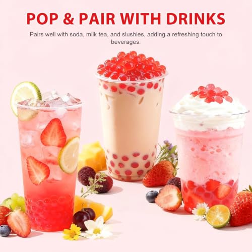 Image of Soeos Strawberry Popping Boba Pearls, 6.6 Pounds (3Kg)