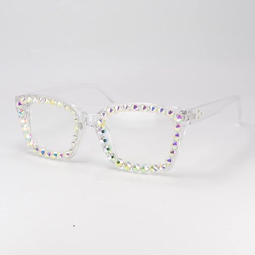 Miniatura 8 de Gafas de lectura para mujer, cuadradas, con bloqueo de luz azul, para computadora, con diamantes de imitación, para lectores de moda