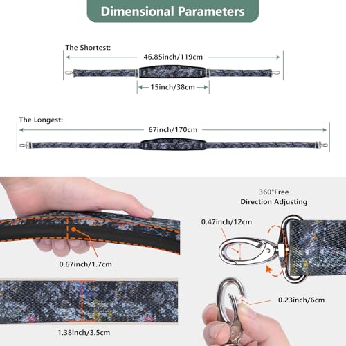 Image of 67 Inch Shoulder Straps, Soft with Ultra-Thick Fixed Shoulder Pad, Two Way Independently Adjustable Buckle Replacement Straps for Laptop Bag Messenger Bag Tool Bag Luggage,MixBlack