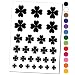 Four Leaf Clover Lucky Solid Temporary Tattoo Water Resistant Fake Body Art Set Collection - Black (One Sheet)