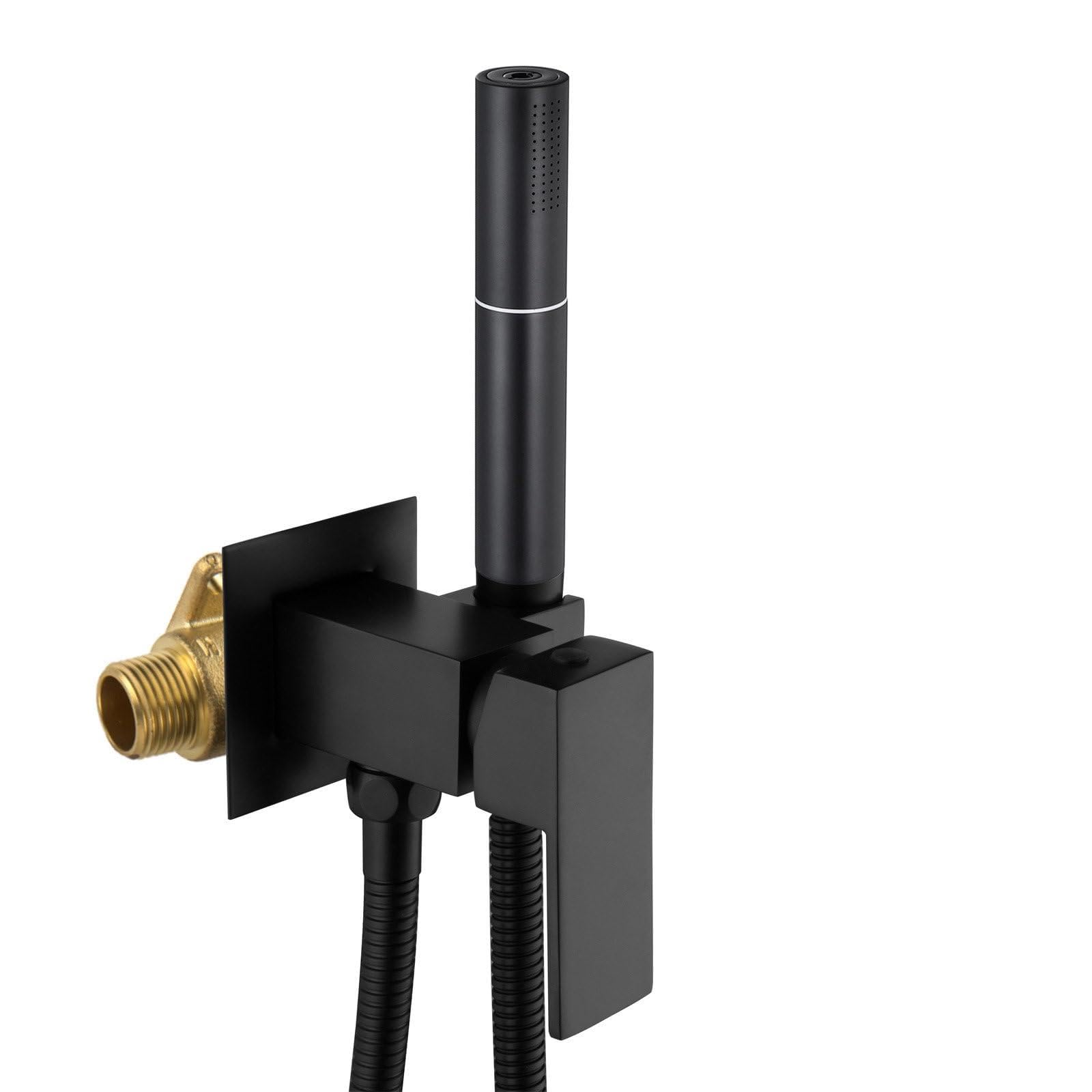 Pommeau de douche anti fuite et calcaire en laiton encastré carré 2 en 1