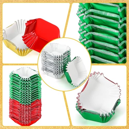 Image of Layhit 900 Pcs Square Mini Foil Cupcake Liners Baking Cups,Vibrant Color