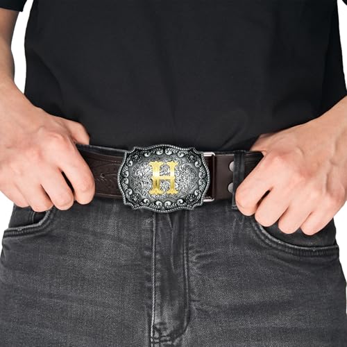 Image of Mens Western Cowboy Cowgirl Faux Leather Belt Longhorn Bull Pattern Letter Big Buckle Embossed Floral Belts