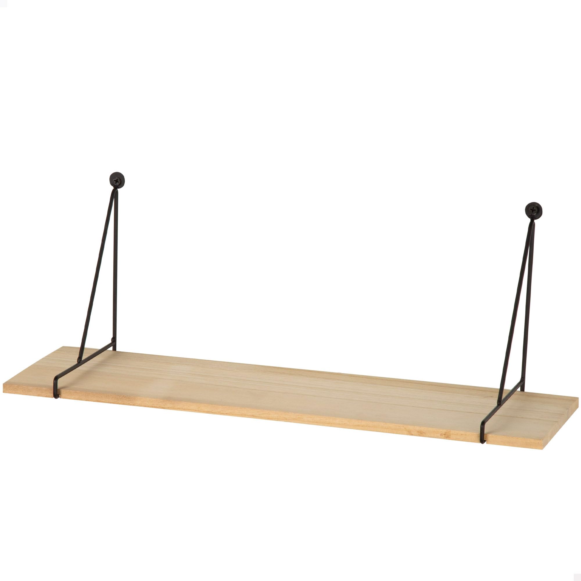 AKTIVE MAX Home Wall Shelf, 40 cm, Maximum Weight 5 kg, with Metal Triangle Brackets, Floating, Light Wood Effect, Decoration, Living Room, Dining Room, Kitchen, Bathroom (18489)