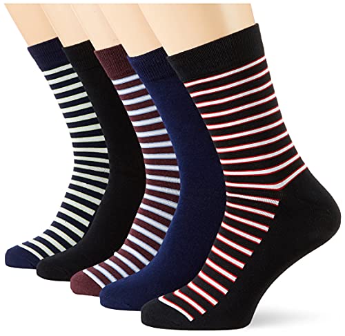 JACK&JONES ACCESSORIES Herren JACYARN Dyed 5 Pack Socken, Maritime Blue/Detail:Martime Blue-Port Royale-Black-Black, ONE Size Cover
