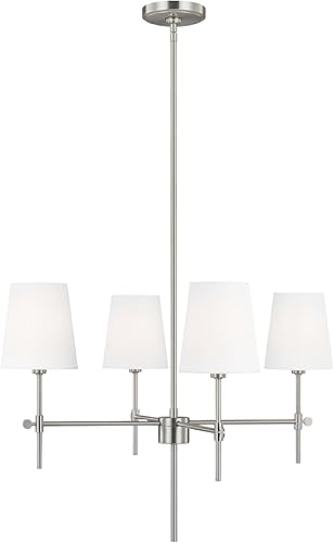 Sea Gull Lighting Generation - Candelabro de 4 luces de níquel cepillado 3187204-962  Lámpara de techo moderna  Candelabro para comedor o sala de