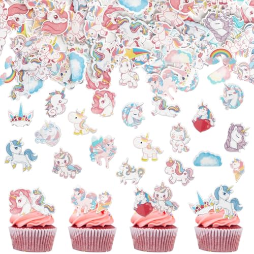 CATOR 80 Pcs Decoration Gateau Unicorn, Unicorn Cake topper, Mignon Unicorn Cupcake Toppers Cake Decoration for Girls, pour Thème du Licorne Fête Garçon Fille d'anniversaire(Style B)