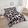 Feelyou Bow Bedding Set Boys Girls Queen Size Black Pink Girls Bow Comforter Set for Kids Women Men Ultra Soft Cute Bowknot Comforter Kawaii Bow Duvet Set Room Decor Lovely Decor Quilt Set #3