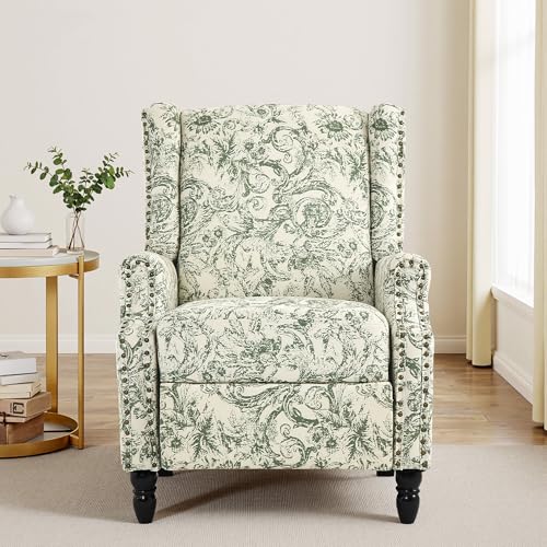 Sillón tapizado reclinable verde miniatura 3