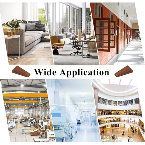 Image of 4 Pack Door Stoppers for Bottom of Door, Brown 4.8x2.2x1.3in Door Stops, Rubber Door Stopper Wedge, Sturdy Stackable Door Stops for Floor