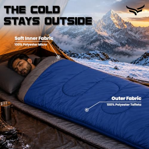 Image of Montaray by Xtrim Outsite 150 Camping Sleeping Bag with Pillow, 150 GSM