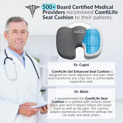 Image of ComfiLife Premium Gel & Memory Foam Seat Cushion - Doctor Recommended Office Chair Cushion, Car Seat Cushion - Chair Cushions for Back & Sciatica Pain Relief - Seat Cushions for Office Desk (Charcoal)