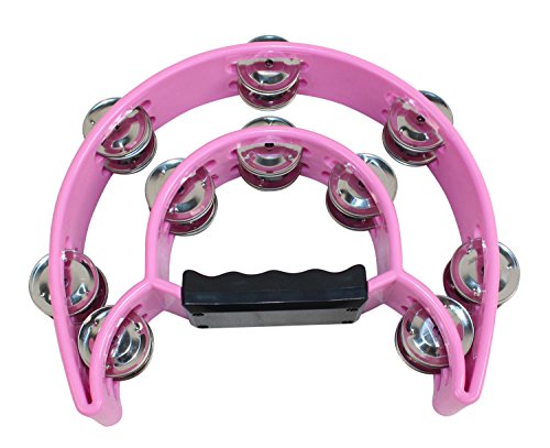 Ymc Half Moon Ez Grip Tambourine 20 Jingles Metal Jingles Hand Held Percussion - Pink #TOP1