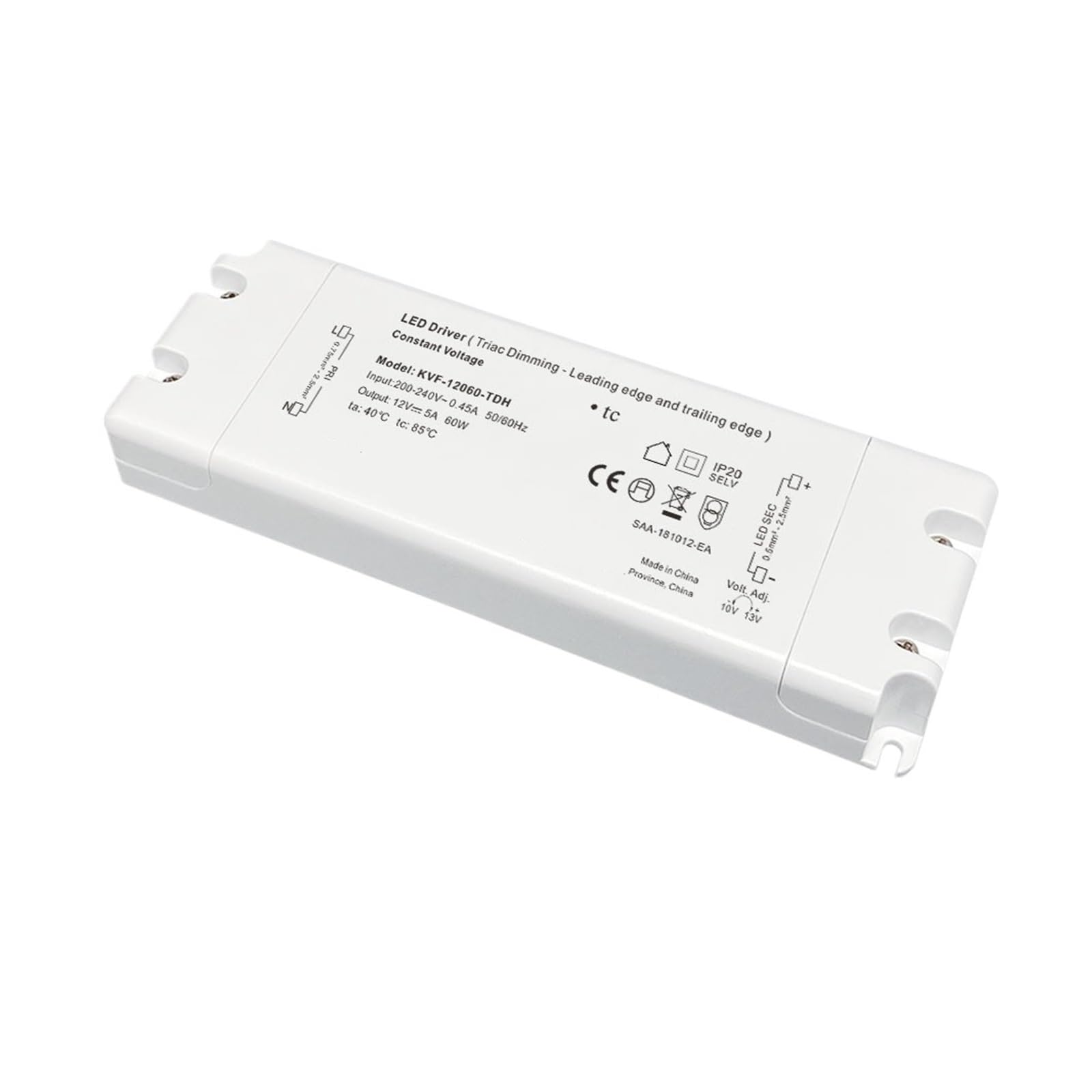 PWANUIGTE 12v 24v 48v Light Strip Controller Transformer 30w 600w Constant Voltage Waterproof thyristor dimming led Driver Power(12V 5A 60W)