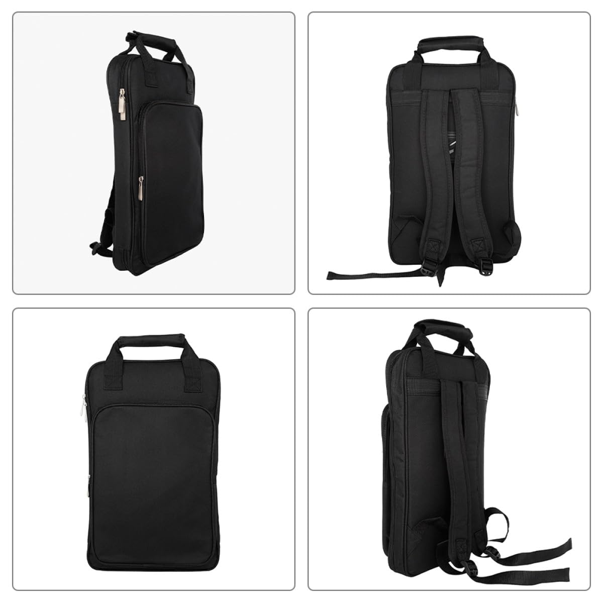 Borsa e Tracolla Regolabile Porta Bacchette Oxford Nero per Batteria con Ampia Cerniera Scorrevole per Trasporto Comodo e Compartimenti Organizzati