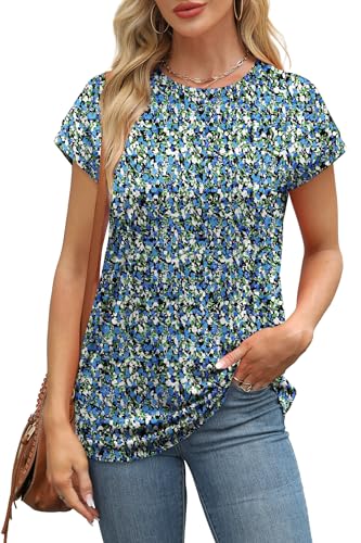 Image of Alaroo Womens Summer Tops Short Sleeve Shirts Crew Neck Tshirt Cute Trendy Tunic Blouses (S-3XL)