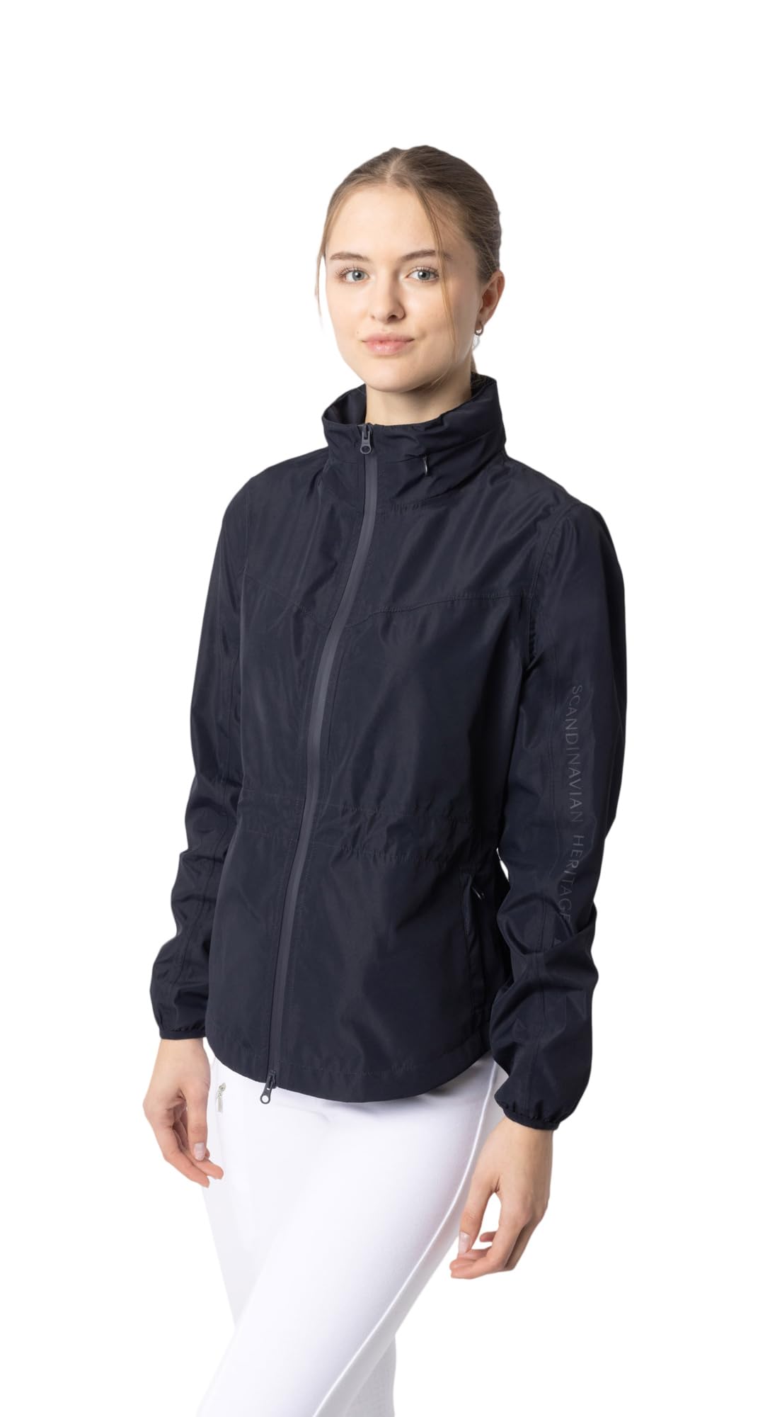 HORZE Flora Chaqueta de equitación impermeable ligera para mujer, azul marino, 44