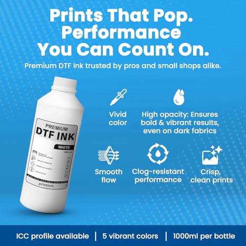 Image of DTF Ink White 33.8 fl oz (1000ml) | High Opacity Clog-Free Formula | Compatible with ET8550 L1800 XP600 I3200 4720 XP15000 & All Printheads | Reliable Color Accuracy & Smooth Flow