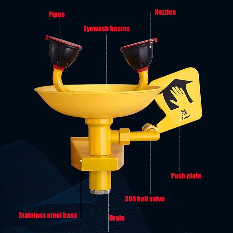Gfdbhjer Emergency Eye Wash Station, Portable Wall Mounted Eyewash Station, Eye Wash Kit, First Aid Eye Wash Unit, Hands-Free Operation