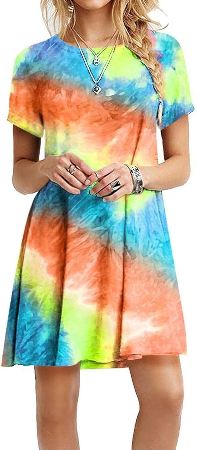 Amazon Co Jp ワンピース レディース 夏 膝丈 スカート 半袖 タイダイ染め プリント 着痩せ ドレス カワイイ 涼しい クルーネック 優雅 女子感 綺麗 ワークドレス 薄手 スリム 清楚 おしゃれ カジュアルワンピース 日常 ビーチ 通勤 通学 服 ファッション小物 Amazon Co Jp ワンピース レディース 夏 膝丈 スカート 半袖 タイダイ染め プリント 着痩せ ドレス カワイイ 涼しい クルーネック 優雅 女子感 綺麗 ワークドレス 薄手 スリム 清楚 おしゃれ カジュアルワンピース 日常 ビーチ 通勤 通学 服 ファッション小物
