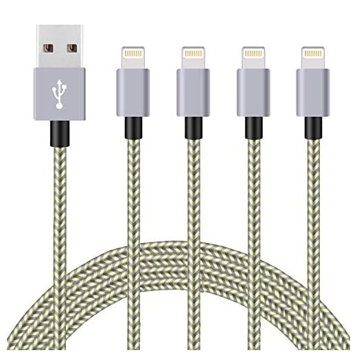 iPhone Charger,Lightning Cable Nylon Braided USB Charging Cable High Speed Connector Data Sync Transfer Cord Compatible with iPhone Xs Max/X/8/7/Plus/6S/6/SE/5S (4pack-GoldGrey)