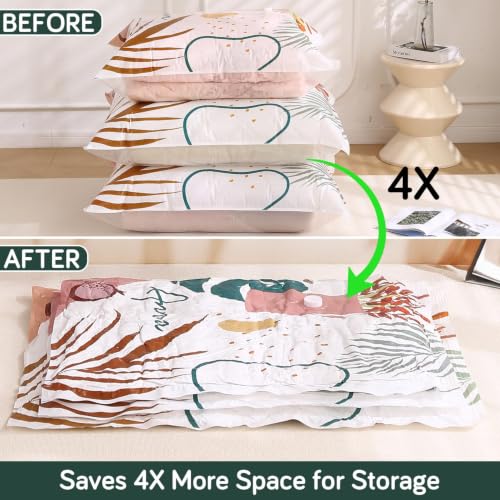 Image of HOKIPO Printed Pack of 2 Vacuum Storage Bags - Double Extra Large (100 X 80 cm)Space Saver Bags with Pump - Airtight Compression Bags for Clothes, Blankets, Comforters, Travel & Storage (NEW-AR6118*2)