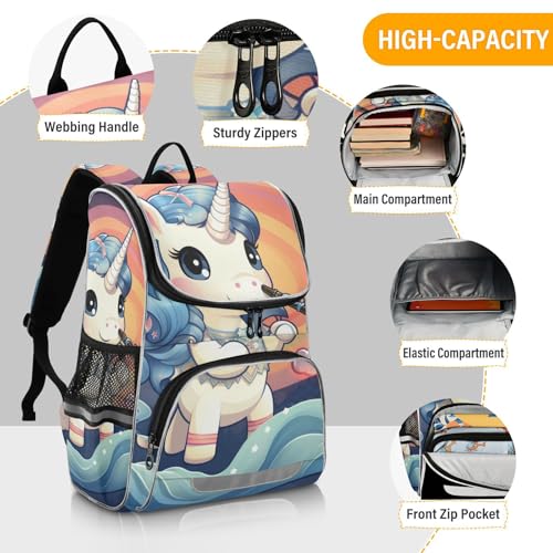 Mochila de unicornio alegre ideal para viajes infantiles y excursiones 4