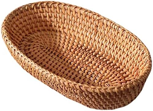 Fuukou Bread Basket Wicker Storage Basket - Small Woven Basket,Small Wicker Basket,Bread Baskets for Serving,Rattan Basket for Bread,100% Natural Rattan,100% Handmade,1 PC