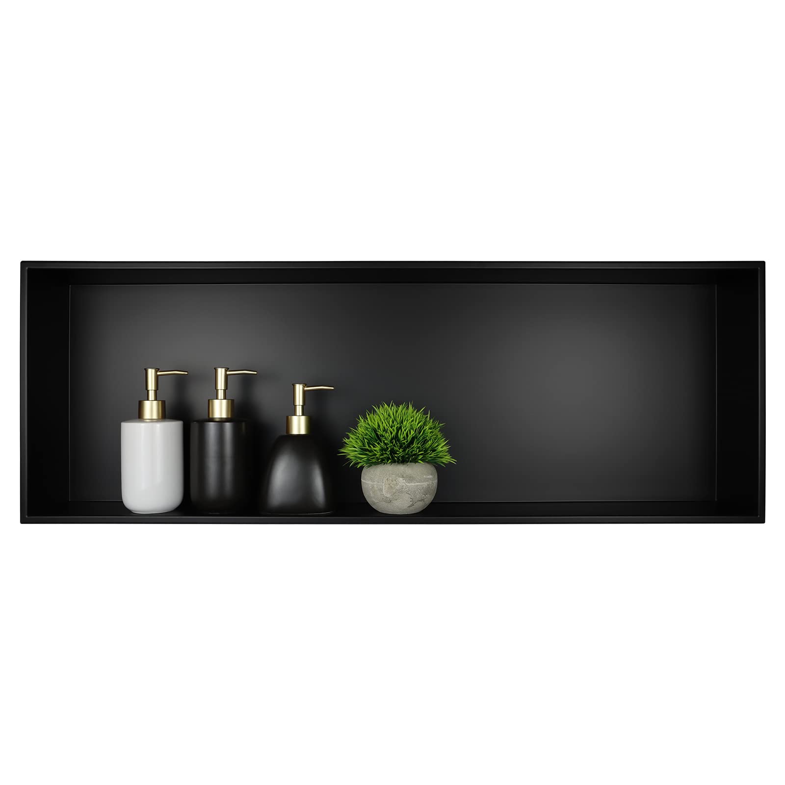 Bernkot Stainless Steel Shower Niche 36" X 12" Matte Black No Tile Needed Recessed Shower Shelf Wall Niche for Bathroom Storage Over Mount Installation