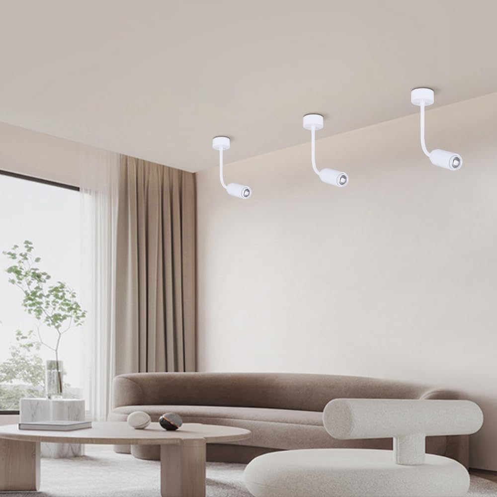 LED Ceiling Spotlight Adjustable Surface Mounted Accent Spot Light, Flexible Gooseneck Wall Spotlights Bedside Wall Sconce Lighting Fixture Directional Spots Lamp