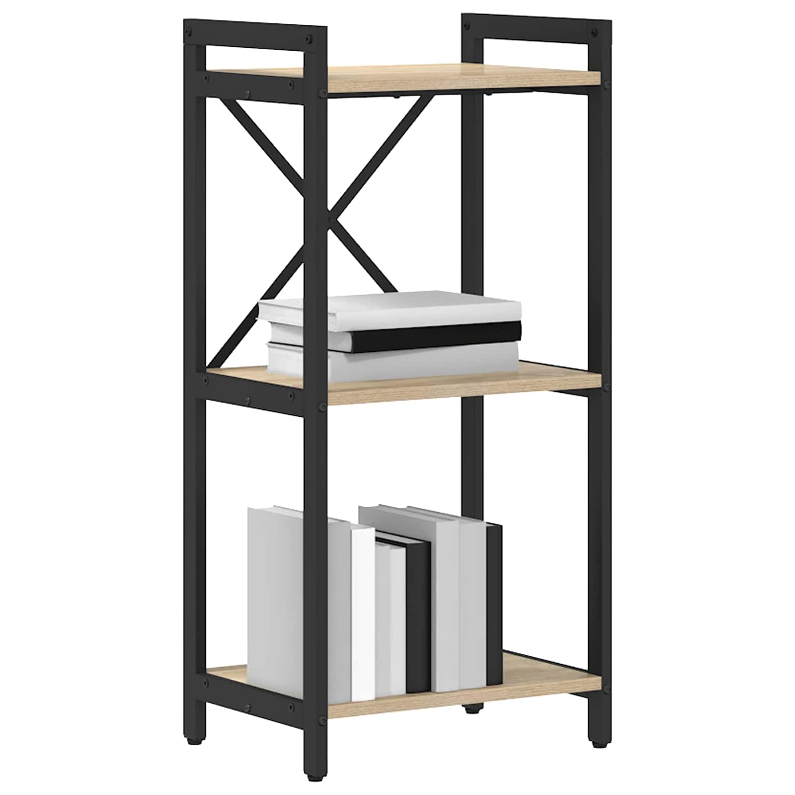 vidaXL Bookshelf Sonoma Oak 40 x 30 x 85 cm Engineered Wood, Modern Industrial Bookshelf, Tiered Storage Unit, Decorative Shelf for Home Organizer, Freestanding Indoor Bookcase