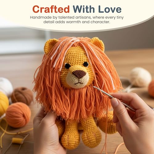 Image of Happy Threads Handmade Crochet Lion Toy for Kids - Asad Lion | 25 cm Cute Stuffed Animal Soft Toys for Boys & Girls | Bis Certified, Safe & Durable Knitted Toys for Newborn, (100% Cotton)
