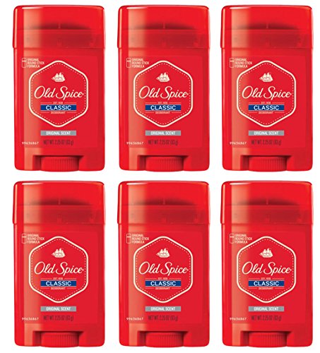 Old Spice Classic Deodorant, Original Round Stick Formula, Original Scent, 2.25 Oz (Pack of 6)