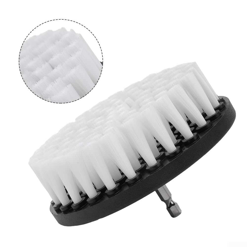 Spazzola per trapano elettrico da 5 pollici per tappeti, pelle e tappezzeria, compatibile con trapani a batteria, strumento di pulizia in plastica da 12,7 cm
