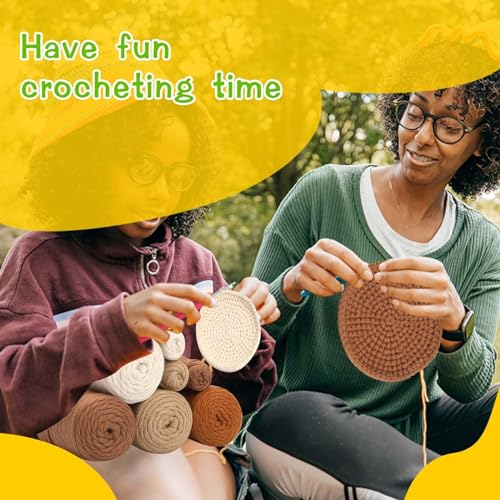 Image of UzecPk Crochet Kit for Beginners, Crochet Kit, 4 Pcs Crochet Coasters Kits with Crochet Yarn, Crochet Hook, Step-by-Step Instructions Video, Crochet Supplies Set Craft Kits for Adults