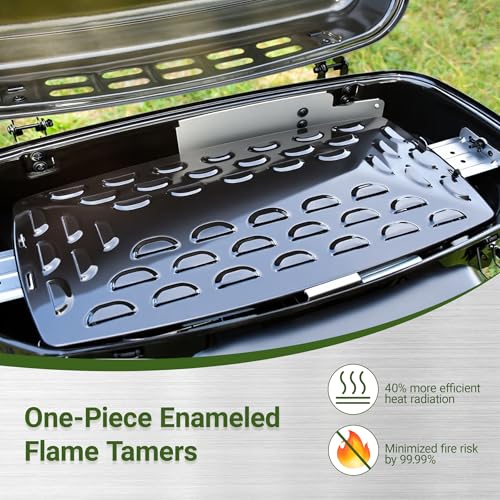 Brand-Man Portable Gas Grill, 2-in-1 Propane Camping Grill & Griddle Porcelain-Enameled with Folding Stand-Up Cart, 18,000 BTU 2-Burner Outdoor BBQ for Family Camping, Tailgating and Patio, Green - Image 5