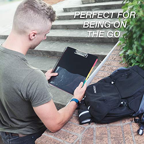 Image of Samsill Spiral Folder Organizer - 5 Dividers & 10 Pockets with Notepad & Clipboard, Multi Pocket Color Cordinated Folder Binder with Customizable Tabs, Document Organizer (Basic)