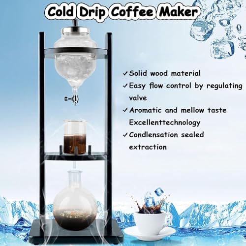 Macchina da caffè in vetro riutilizzabile con supporto in legno, filtro trasparente per ufficio e uso commerciale