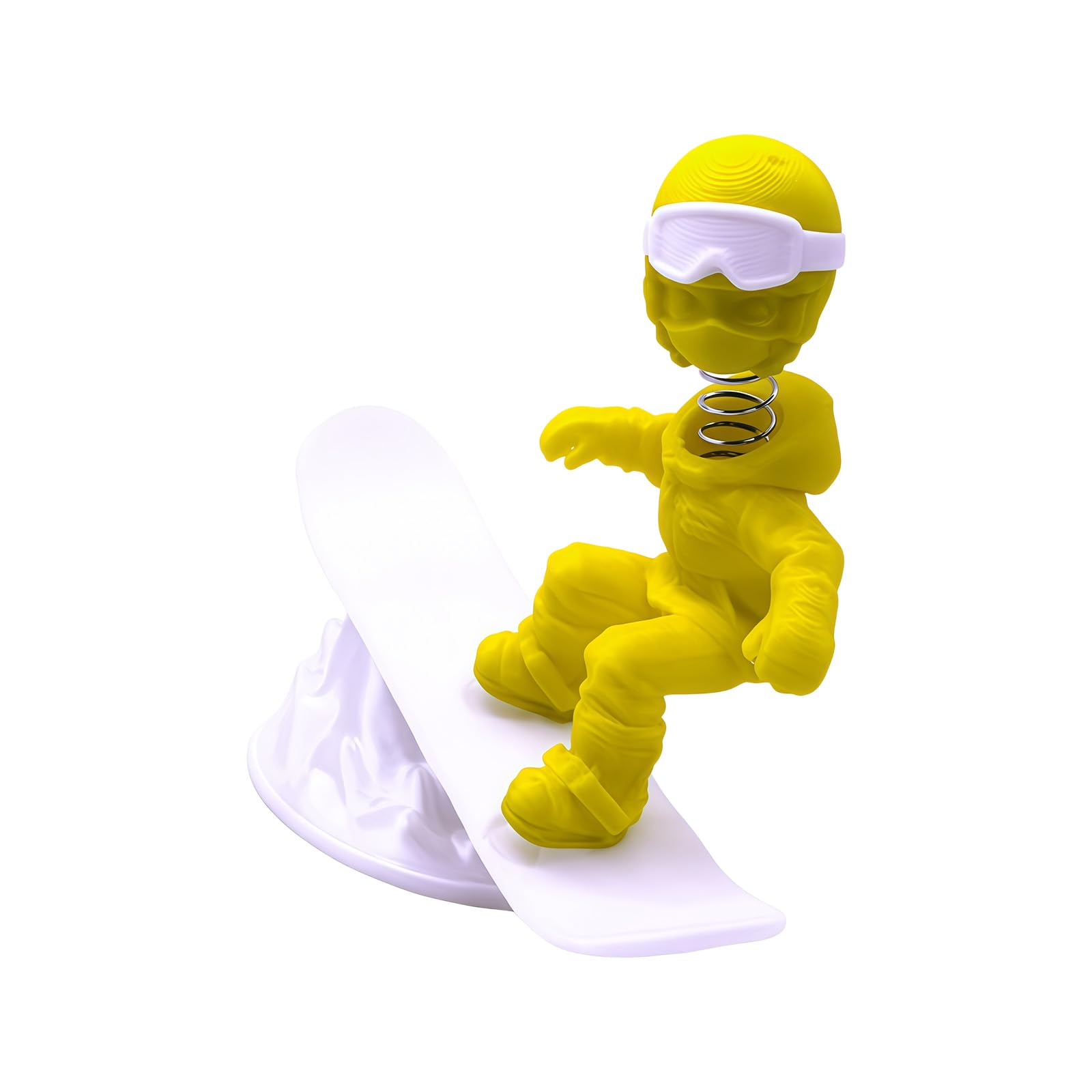 Zbiianxer Yellow Miniature Snowboarding Figurine Rocking Sculpture Ornament For Desktop Display Or Car Dashboard Accessories Gift Funny Skiing Figure
