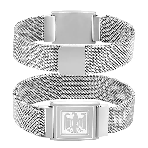 Halora Armband Herren Silber, Deutschland Adler Armbänder Edelstahl Bundesadler Herrenarmband Männer Geschenke