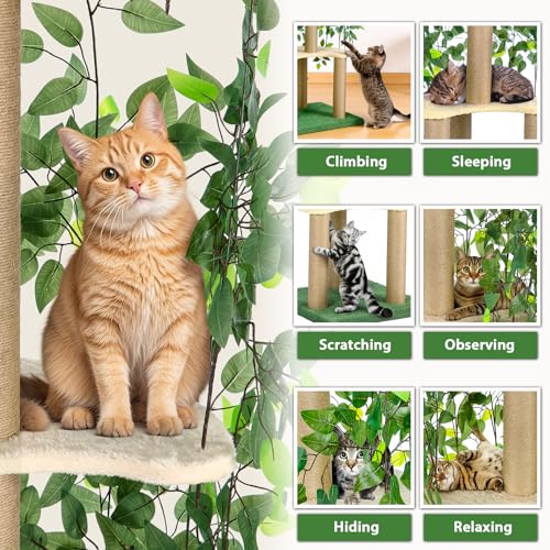 Arbre à chat de salon avec feuillage pour grand chat d'intérieur