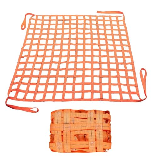 DRemdo Cargo Lifting Net - Lifting Straps for Hoist - Cargo Hanging Net - Safety Lifting Net Straps - - Max. Load Capacity: 440lb-7716lb (Color : Orange, Size : 4x4m(5511lb))