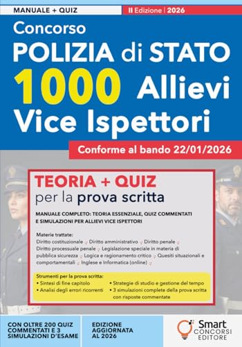 Concorso Polizia di Stato – 1000 Allievi Vice Ispettori: Manuale completo per la prova scritta – Teoria, quesiti situazionali e simulazioni d’esame