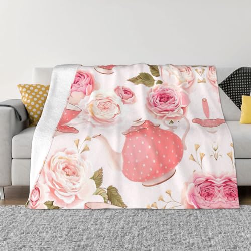 Couverture en flanelle shabby chic aux roses romantiques pour embellir votre canapé - 2