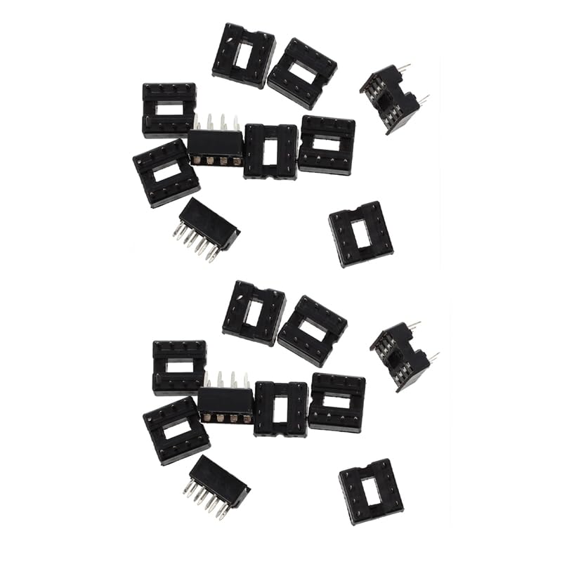 Wiring Connecting Terminals - 20 X 8 Pin DIP IC Sockets Adaptor Solder Type Socket - (Color: Black Silver Tone)