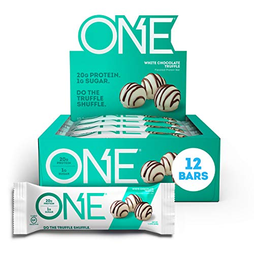 ONE Protein Bars, White Chocolate Truffle, Gluten Free Protein Bars with 20g Protein and Only 1g Sugar, Guilt-Free Snacking for High Protein Diets, 2.12 oz (12 Pack)