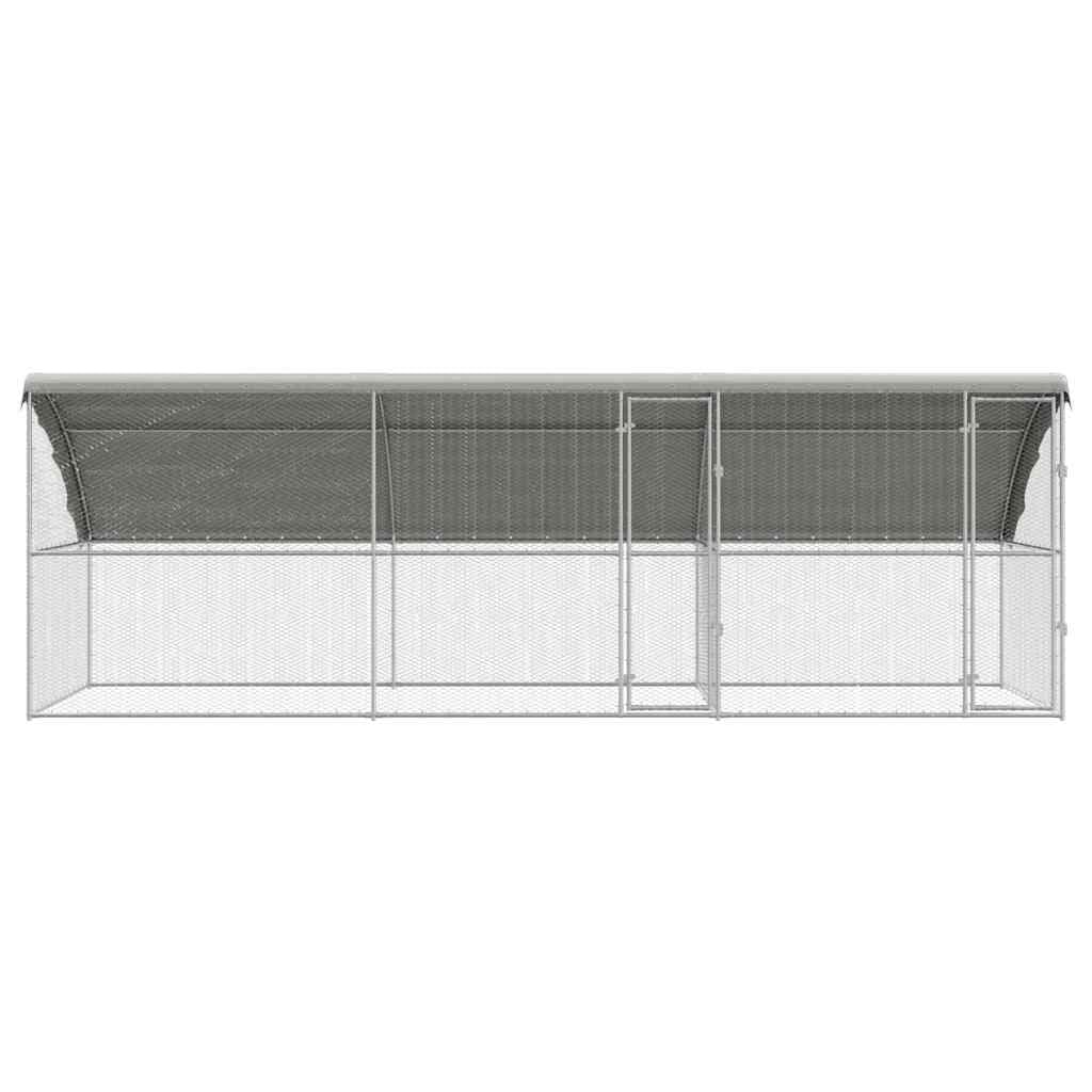 Klatka dla kurcząt, zestaw 3 sztuk, 600 x 200 x 200 cm, ocynkowana stal, odporna na warunki atmosferyczne, zamykana, nowoczesne wzornictwo do bezpiecznego użytku na zewnątrz z dachem siatkowym